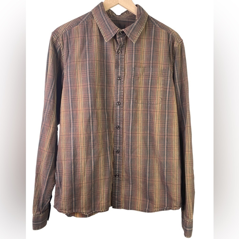 PrAna Men’s Brown Plaid Long Sleeve Button Shirt